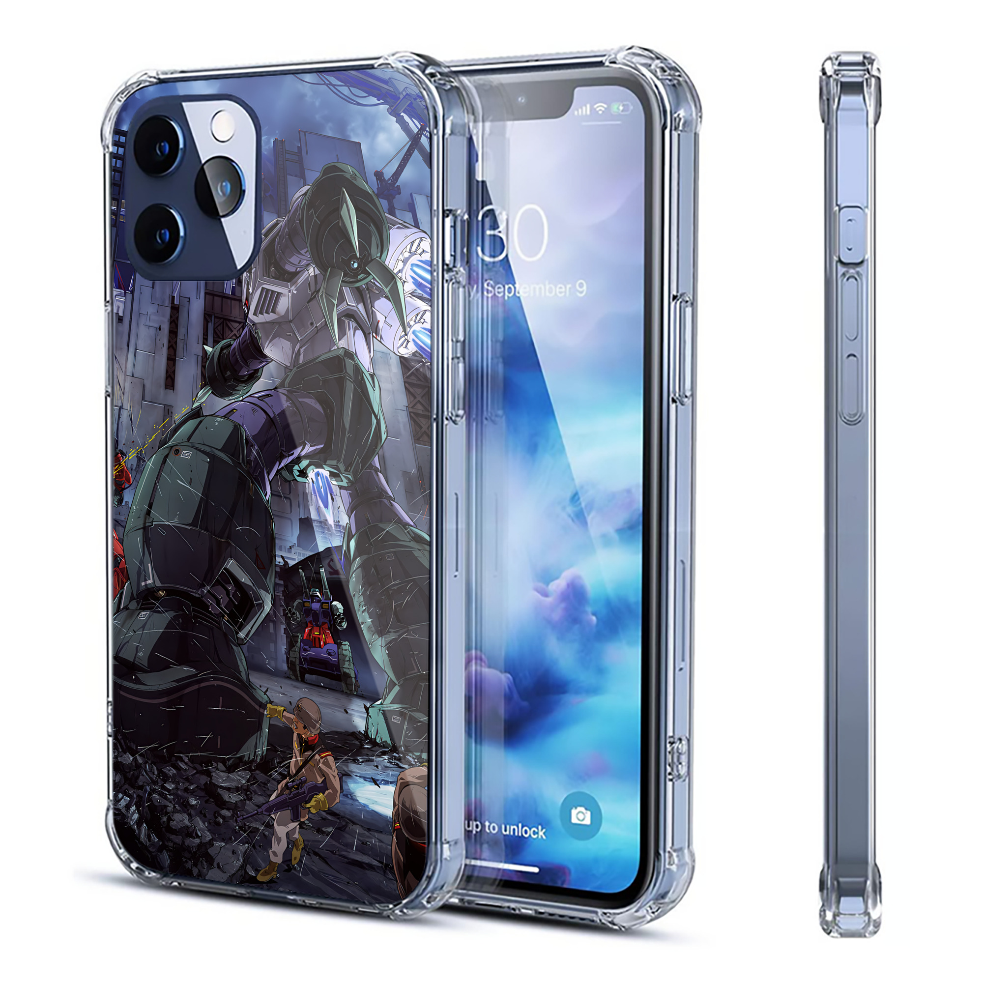 （画像用） 機動戦士ガンダム Mobile Suit Gundam 【iPhone 12シリーズ対応】透明スマホケース（クリアソフトケース）